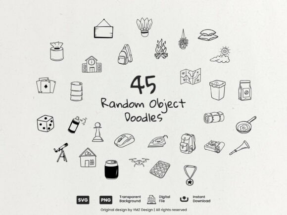 Download Random Object Doodle Clipart Bundle - Clip Collection