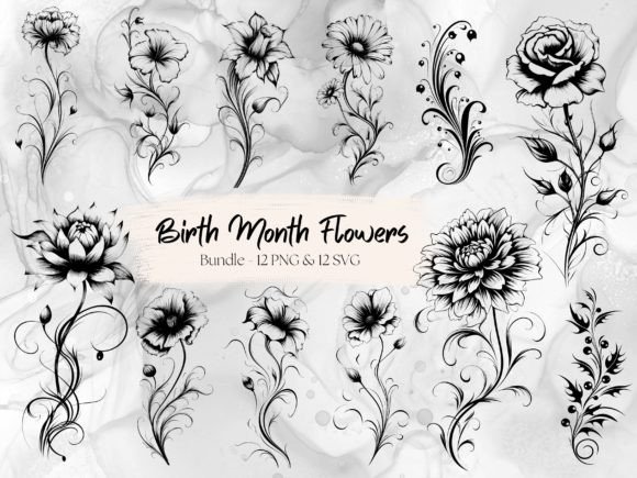 Download Birth Month Flower Clipart Bundle - Clip Collection