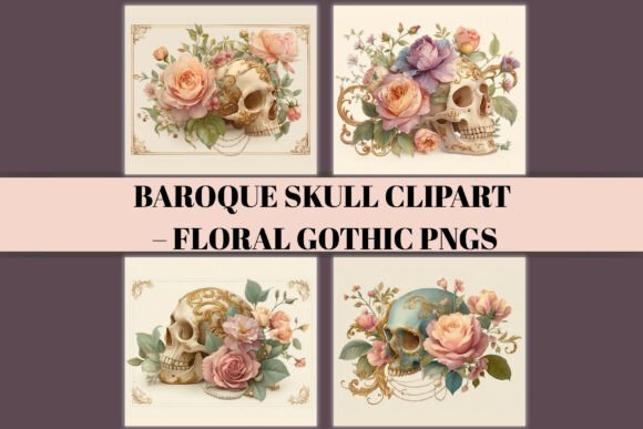 Download Floral Skull Clipart Bundle PNG - Clip Collection