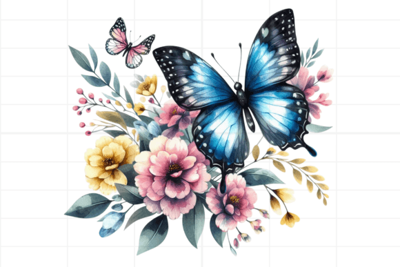 Download Butterfly and Flower Watercolor Clipart - Clip Collection