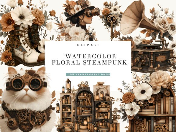 Download Watercolor Floral Steampunk Clipart - Clip Collection