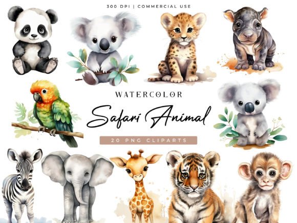 Download Watercolor Safari Animal Clipart Bundle - Clip Collection