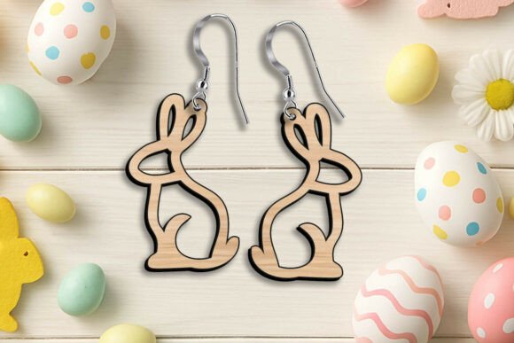 Download Cute Rabbits Easter Earring SVG Laser - Rabbits easter Collection