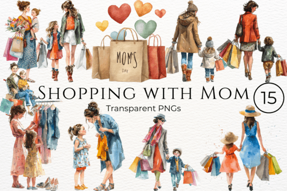 Download Shopping with Mom Mothers Day Clipart - Clip Collection