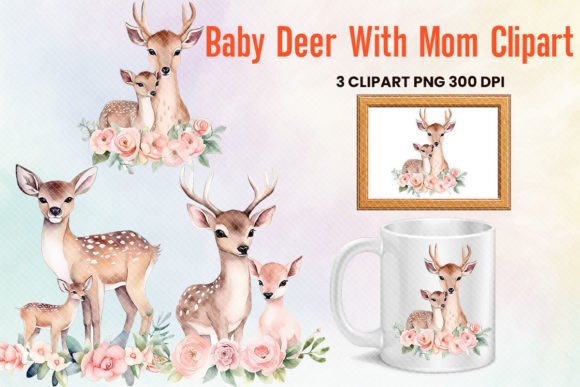 Download Baby Deer with Mom Mothers Day Clipart - Clip Collection