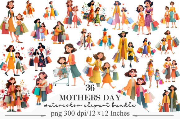 Download Shopping with Mom Mothers Day Clipart - Clip Collection