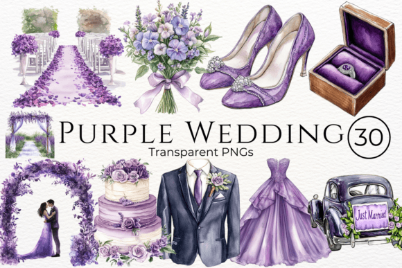 Download Purple Wedding Watercolor Cliparts - Clip Collection