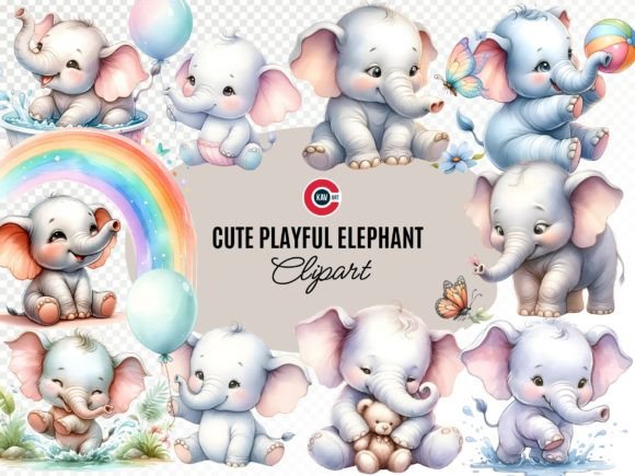 Download Cute Elephant Fun Watercolor Clipart - Clip Collection