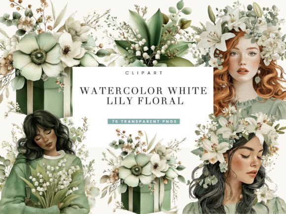 Download Watercolor White Lily Floral Clipart - Clip Collection