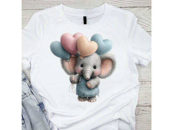 Download 12 PNGs Cute Elephant with Heart Balloon - Cute elephant Collection