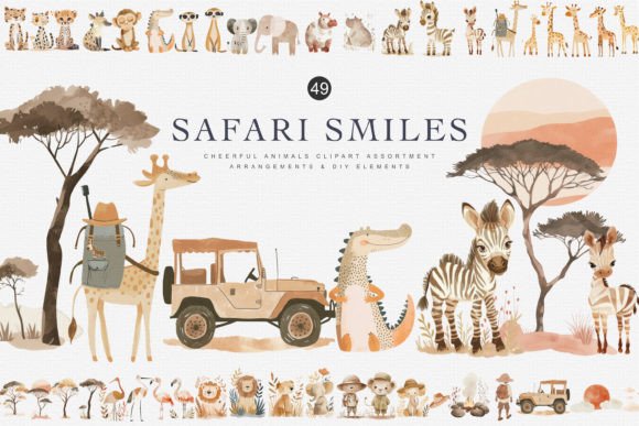 Download Watercolor Safari Animal Clipart Bundle - Clip Collection