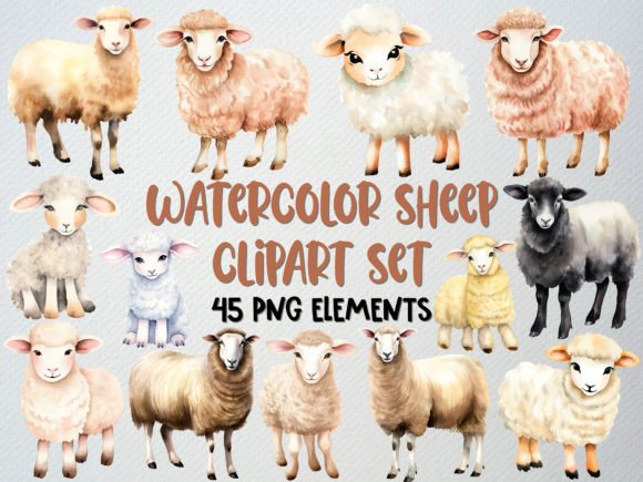 Download Watercolor Sheep Clipart Set, Lamb Png - Clip Collection