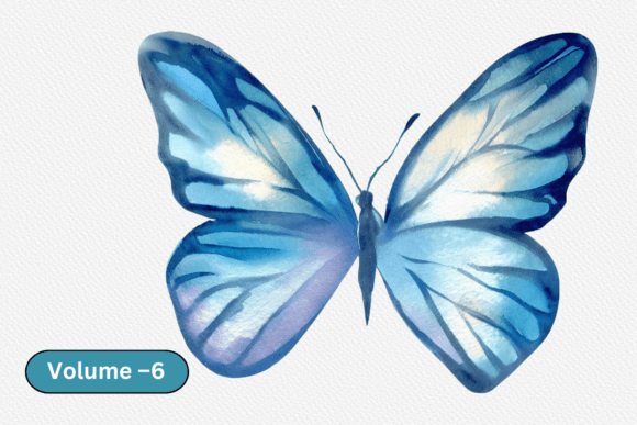 Download Blue Butterfly Watercolor Clipart Vol–6 - Clip Collection