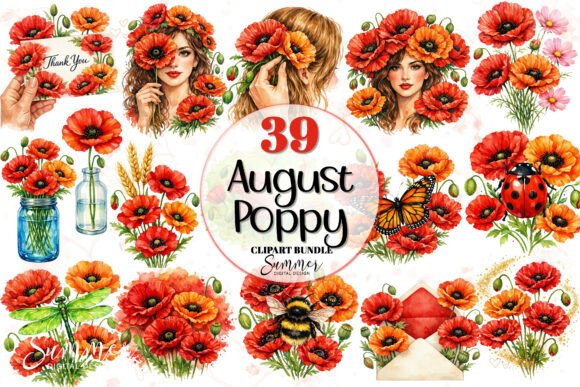 Download August Poppy Watercolor Florals Clipart - Clip Collection