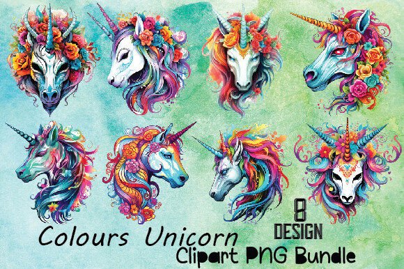 Download Colours Unicorn Clipart PNG Bundle - Clip Collection