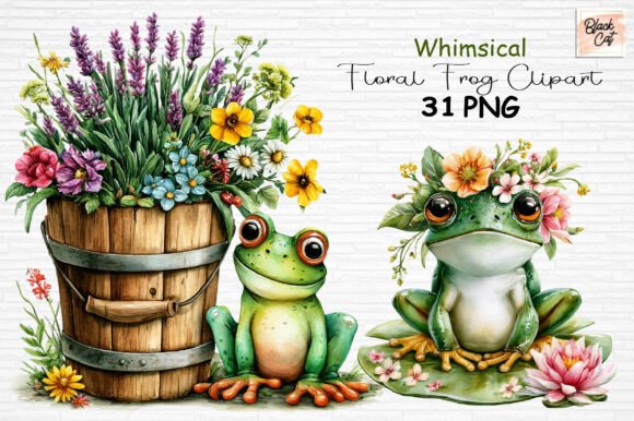 Download Whimsical Floral Frog Clipart PNG - Clip Collection