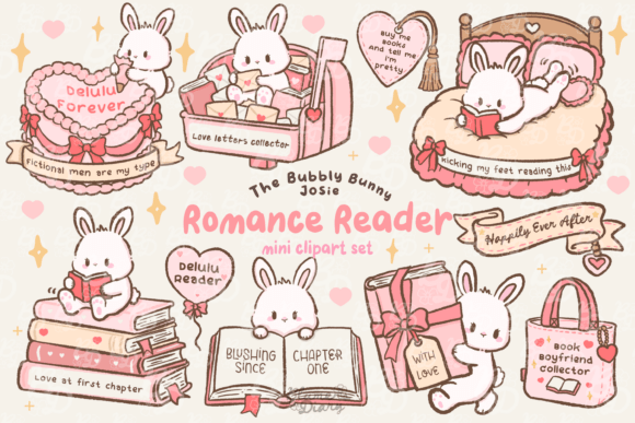 Download Kawaii Romance Reader Bunny Clipart - Clip Collection