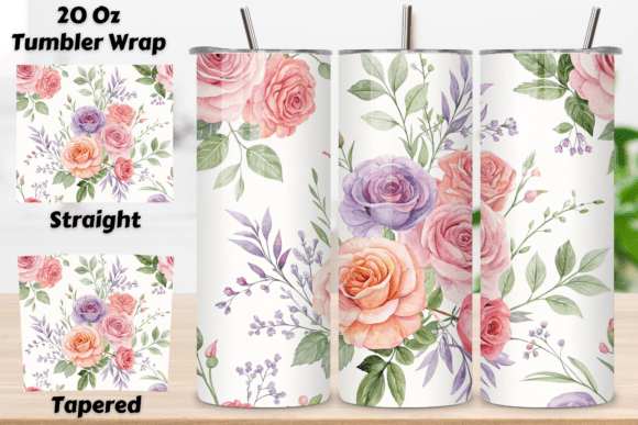 Download Watercolor Rose Bouquet Seamless Tumbler - Bouquet Collection