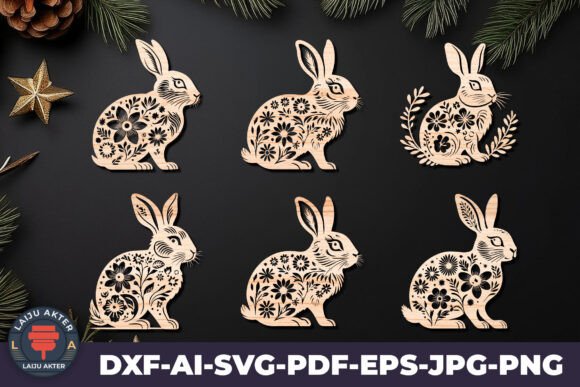 Download Cricut RABBITS Easter Laser Cut SVG File - Rabbits easter Collection