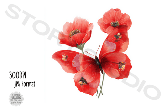 Download Poppy Butterfly Watercolor Clipart - Clip Collection