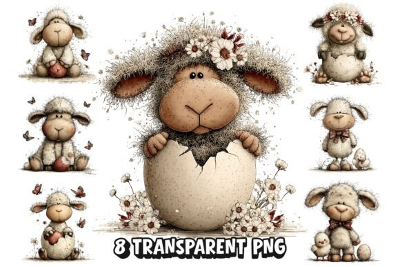 Download 8 Cute Whimsical Easter Lamb PNG Clipart - Clip Collection