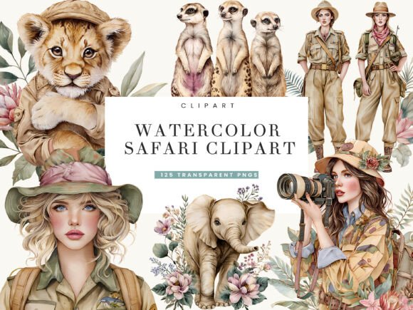 Download Watercolor Safari Clipart Bundle - Clip Collection