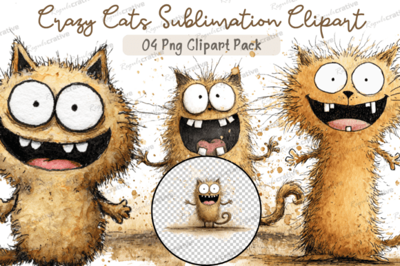 Download Crazy Cats Sublimation Clipart,Funny Cat - Clip Collection