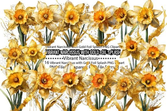 Download Vibrant Narcissus with Gold Foil Splash - Premium Resources