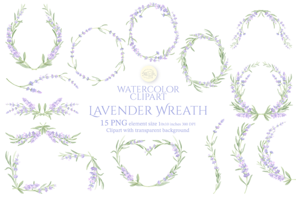 Download Watercolor Lavender Wreath Clipart Set - Clip Collection