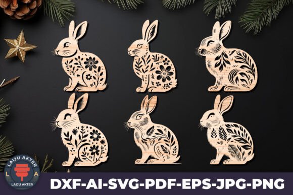 Download Cricut RABBITS Easter Laser Cut SVG File - Rabbits easter Collection