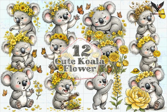 Download Cute Koala Flower Clipart PNG - Clip Collection