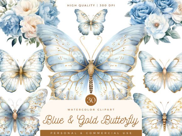 Download Blue and Gold Butterfly Flower Bouquet - Bouquet Collection