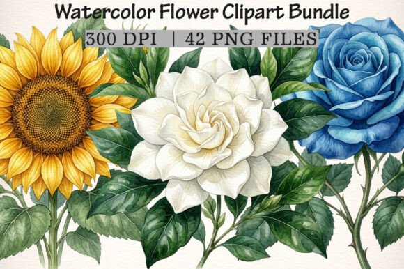 Download Watercolor Flower Clipart Bundle - Clip Collection