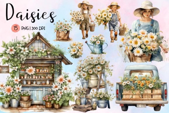 Download Daisies Watercolor Sublimation Clipart - Clip Collection