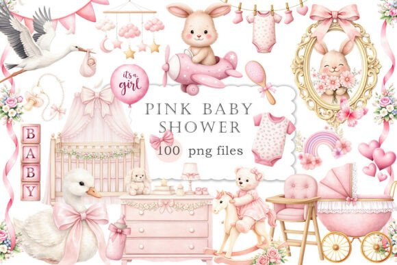 Download Pink Baby Shower Clipart Watercolor PNG - Clip Collection