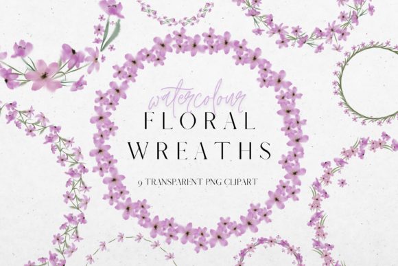 Download Purple Watercolour Flower Wreath Clipart - Clip Collection