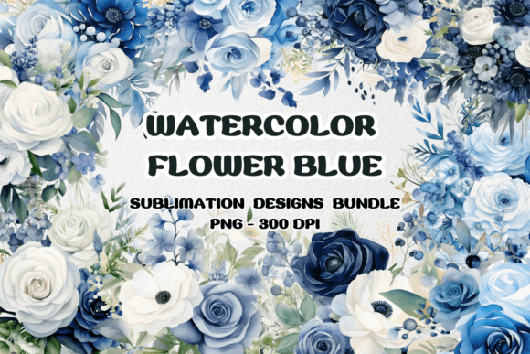 Download Watercolor Blue Flower Bouquet Clipart - Clip Collection