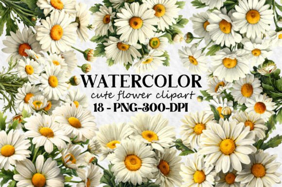 Download Watercolor Cute Flower Clipart Bundle - Clip Collection