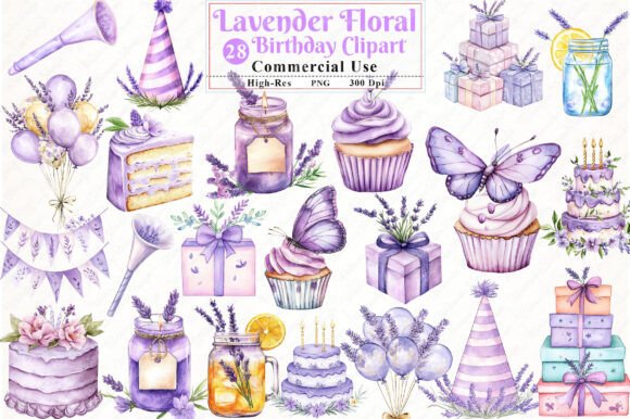 Download Lavender Floral Birthday Clipart - Clip Collection