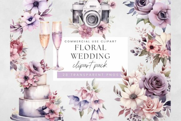 Download Purple Wedding Watercolor Clipart Set - Clip Collection
